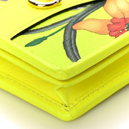 Gucci Calfskin Flora Print Zumi Card Case Wallet Yellow Fluo 8 of 10