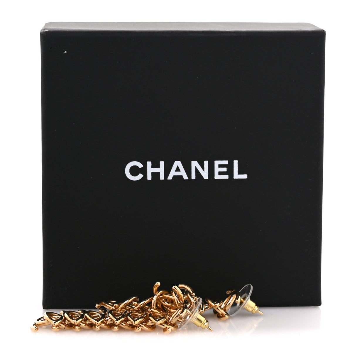 Chanel Metal CC Interlock Drop Earrings Gold 5 of 5