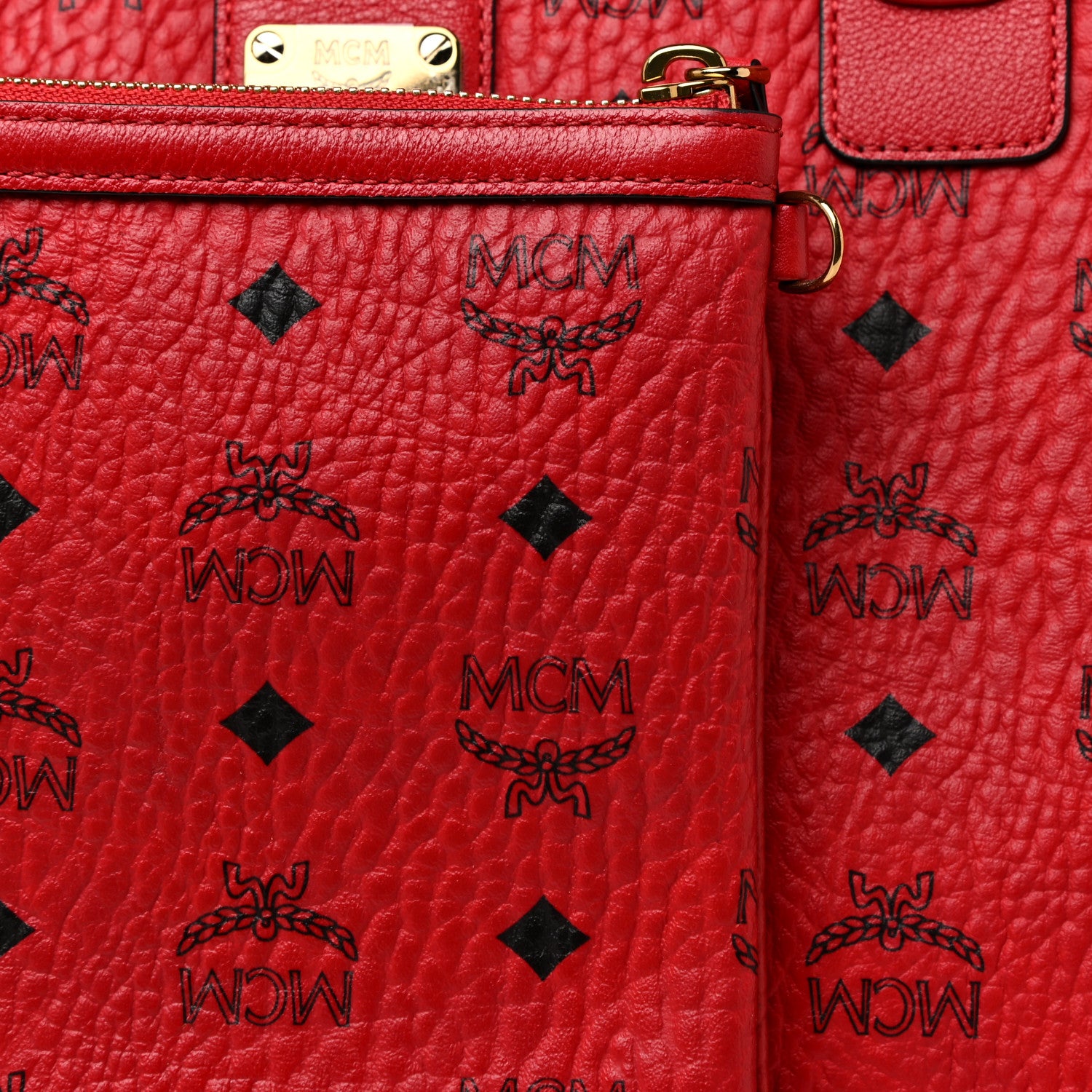 MCM Visetos Medium Liz Reversible Shopper Tote Ruby Red 7 of 17