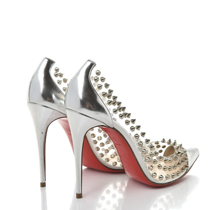 Christian Louboutin PVC Metallic Gloss Spike Me 100 Pumps 36.5 Silver 4 of 10