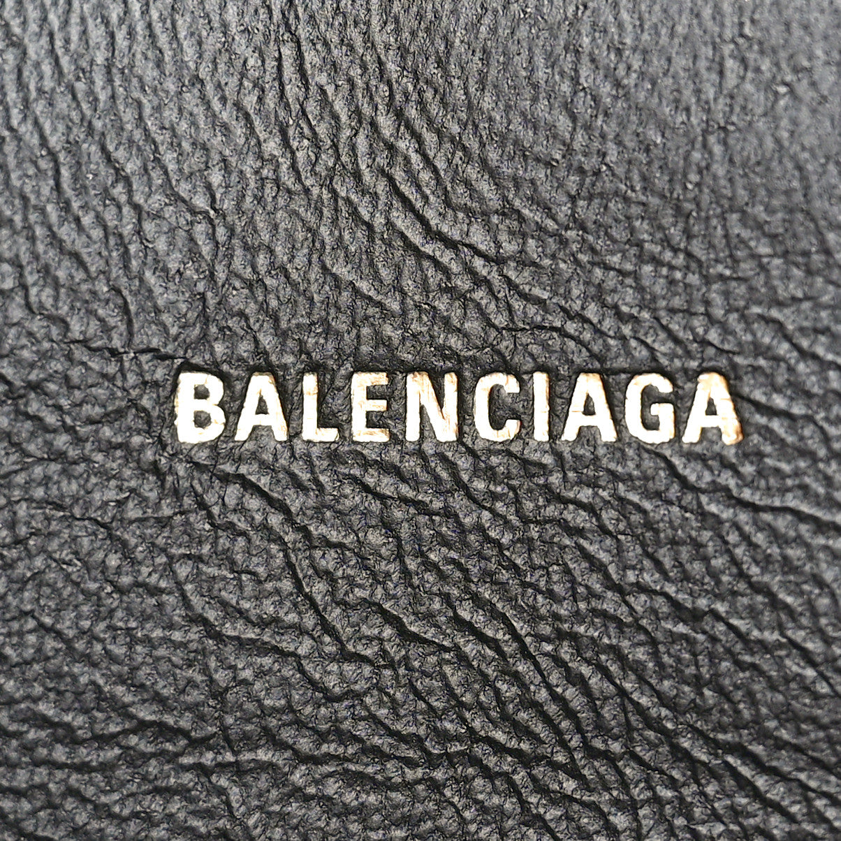 Balenciaga Calfskin Logo Medium Cash Pouch With Handle Black White 6 of 9