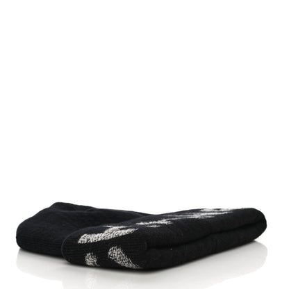 Chanel Wool Cashmere Logo Beanie Hat Black Light Grey 3 of 7