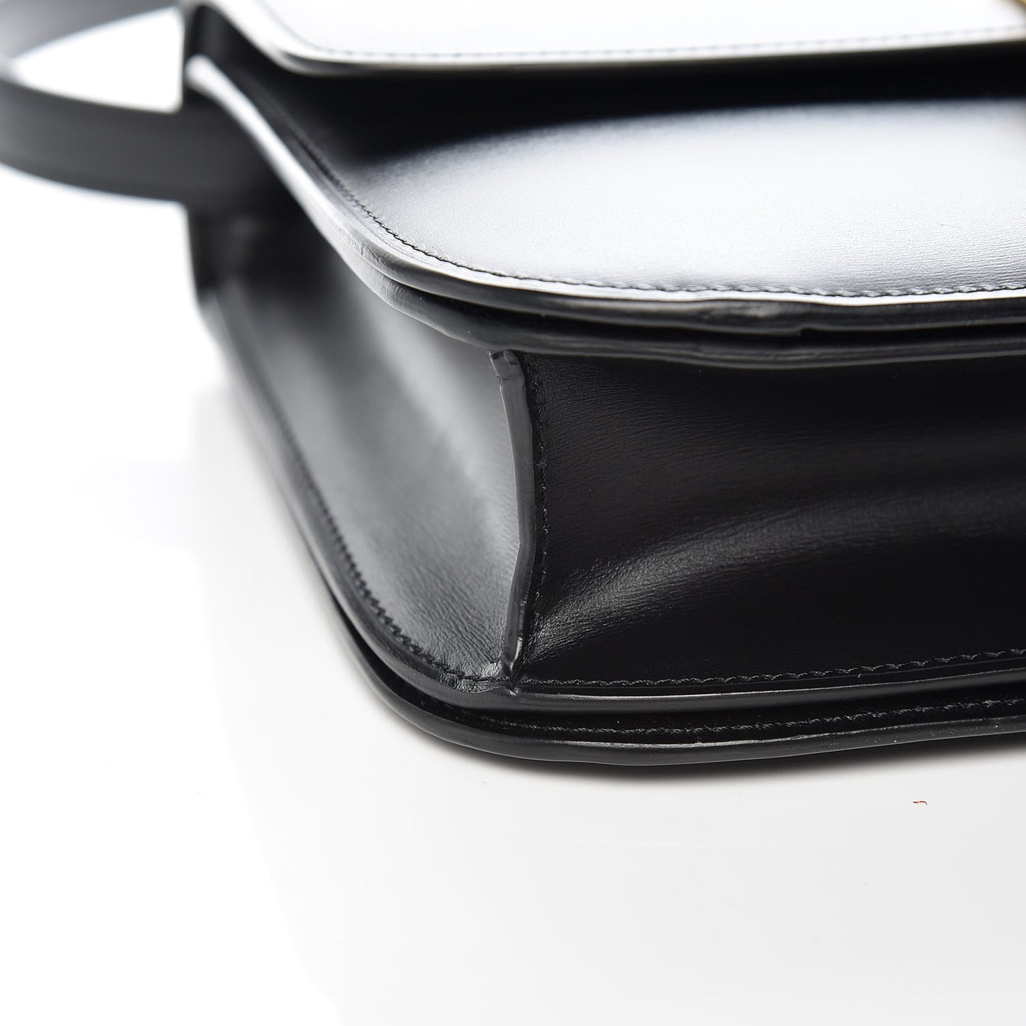 Box Calfskin Medium Classic Box Flap Bag Black