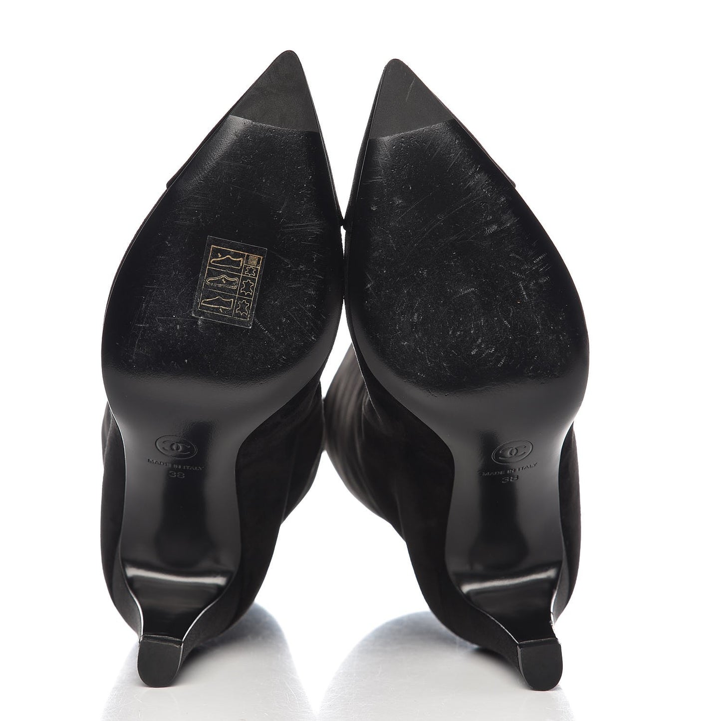 Suede Calfskin Satin Gabrielle Cap Toe Short Boots 38 Black
