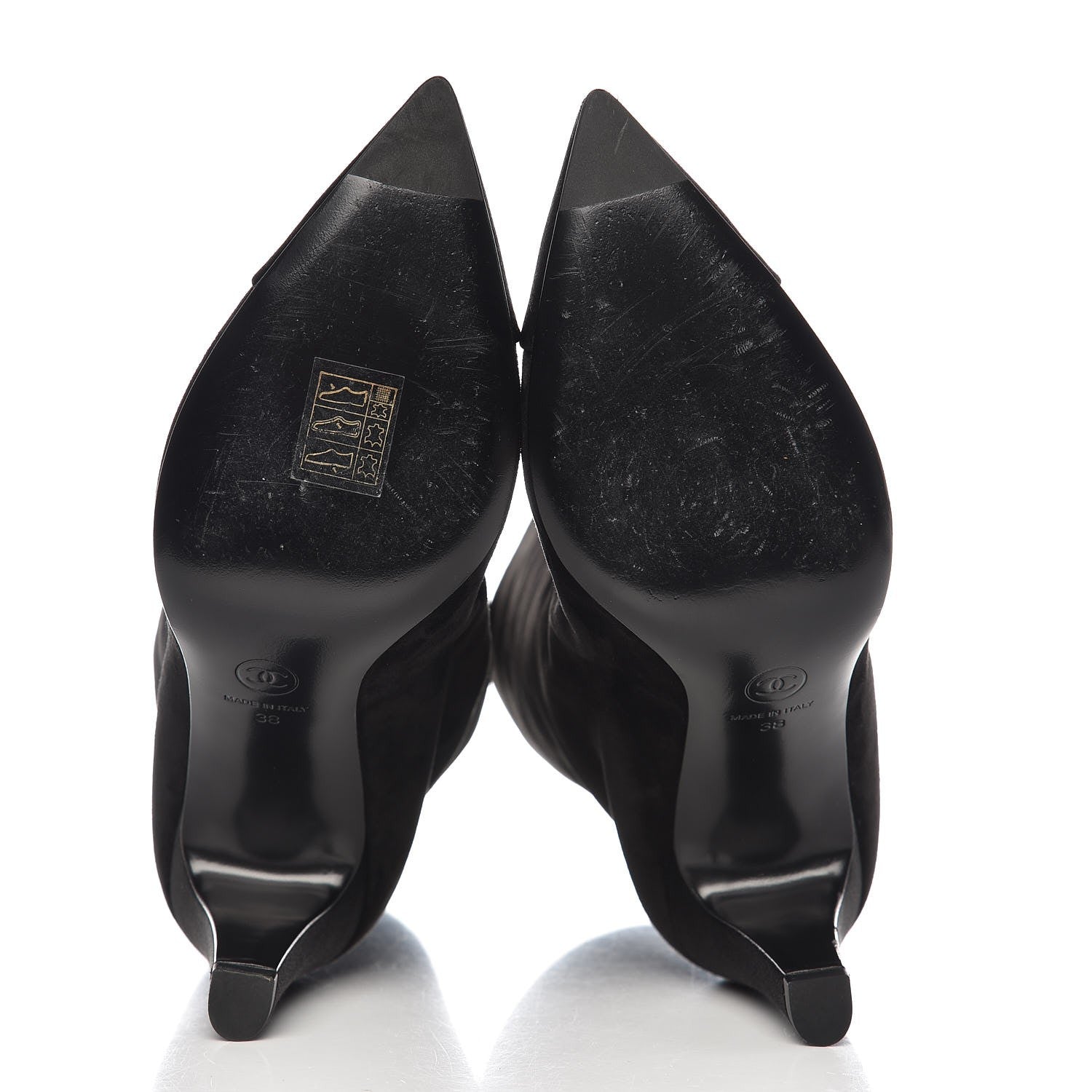 Chanel Suede Calfskin Satin Gabrielle Cap Toe Short Boots 38 Black 7 of 12