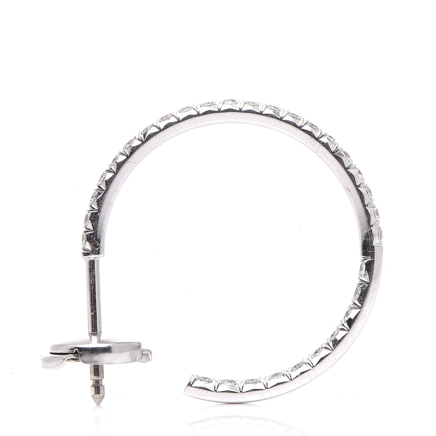 Tiffany 18K White Gold Diamond Medium Metro Hoop Earrings 3 of 6