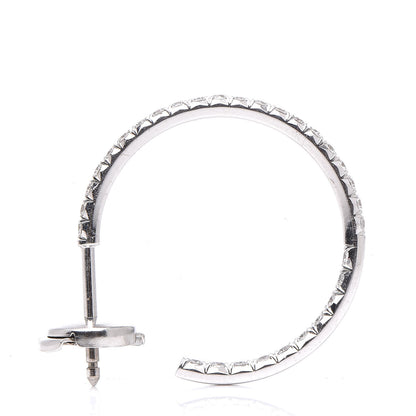 Tiffany 18K White Gold Diamond Medium Metro Hoop Earrings 3 of 6
