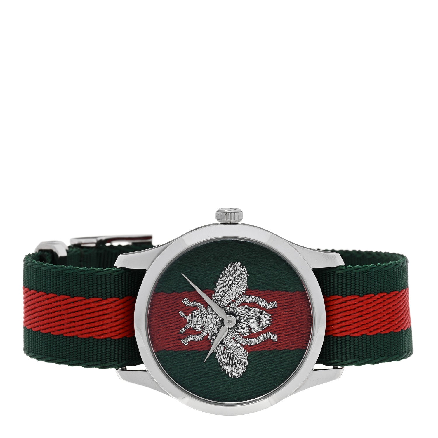 Gucci Stainless Steel Nylon 38mm Le Marche Des Merveilles Bee Quartz Watch Green 2 of 5