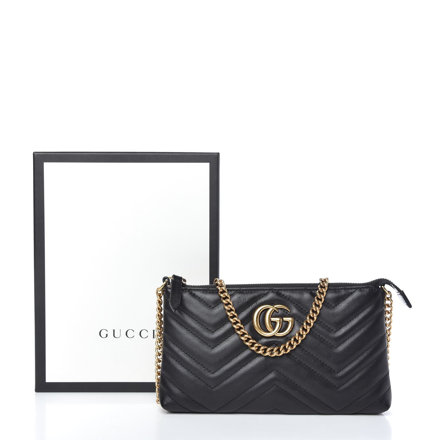 Gucci Calfskin Matelasse Mini GG Marmont Chain Bag Black 11 of 11