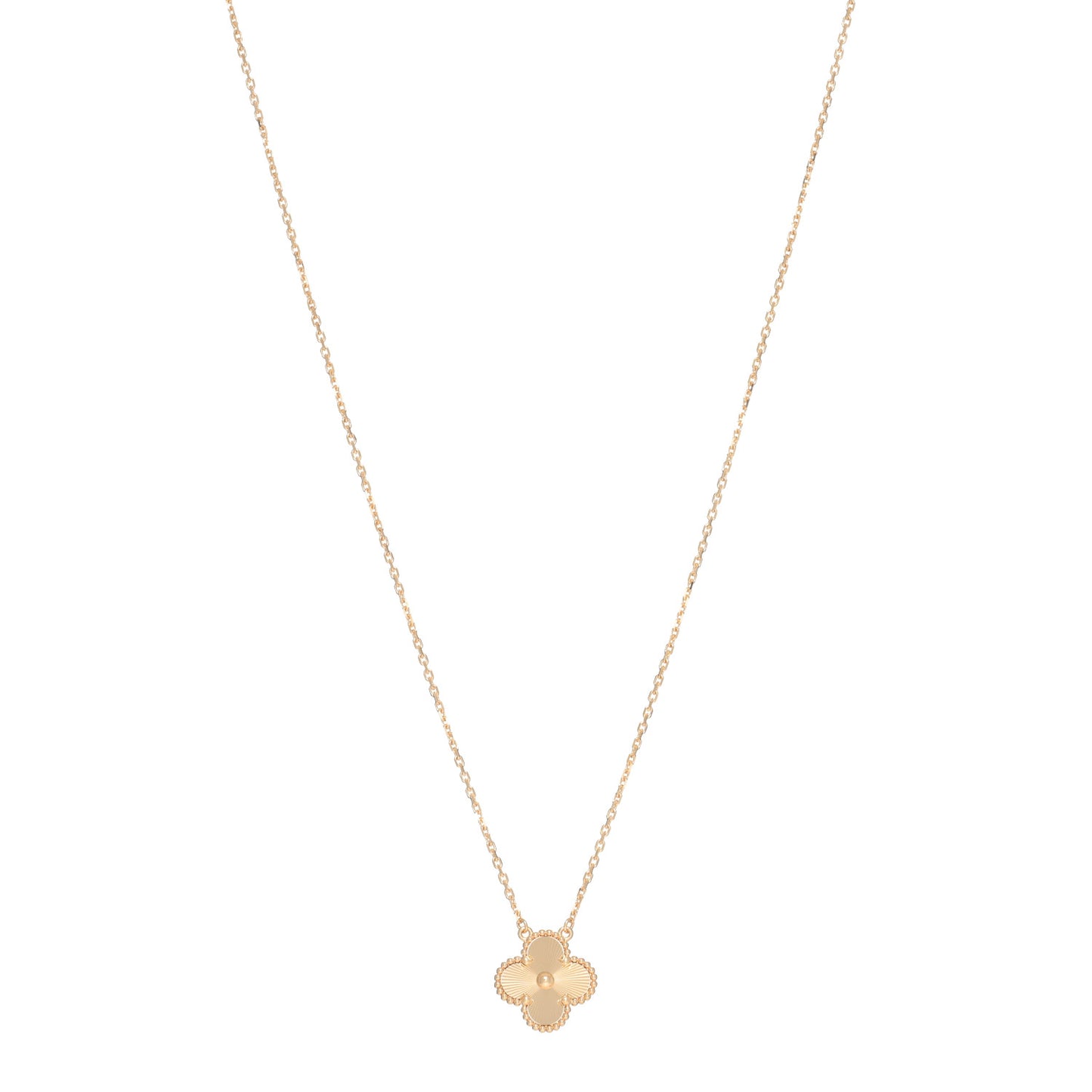 18K Yellow Gold Guilloche Vintage Alhambra Pendant Necklace