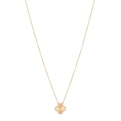 Van Cleef & Arpels 18K Yellow Gold Guilloche Vintage Alhambra Pendant Necklace 1 of 4