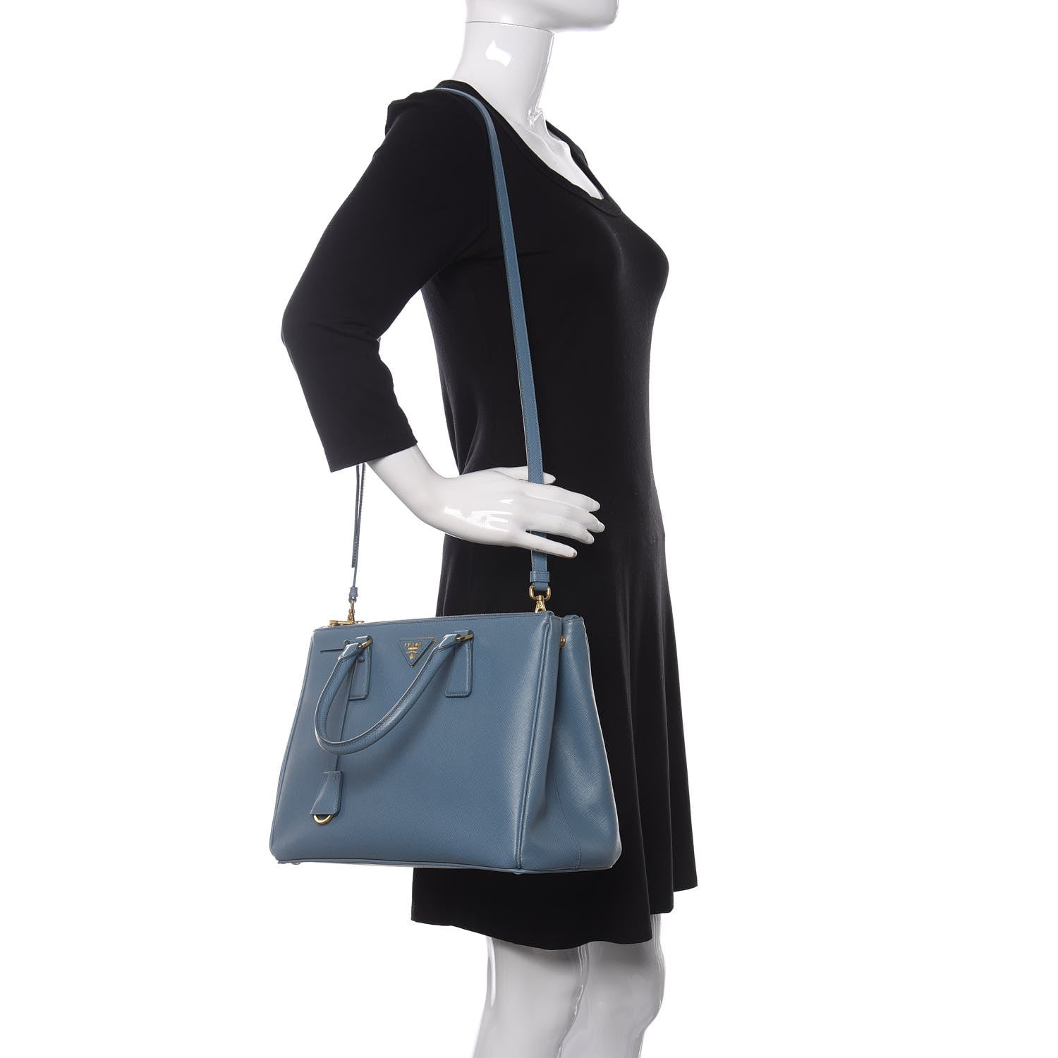 Prada Saffiano Medium Galleria Double Zip Tote Aviazione 2 of 12
