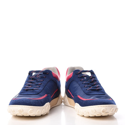 Chanel Wool Nylon Lambskin Suede Calfskin Womens Logo Sneakers 39.5 Navy Pink 5 of 9