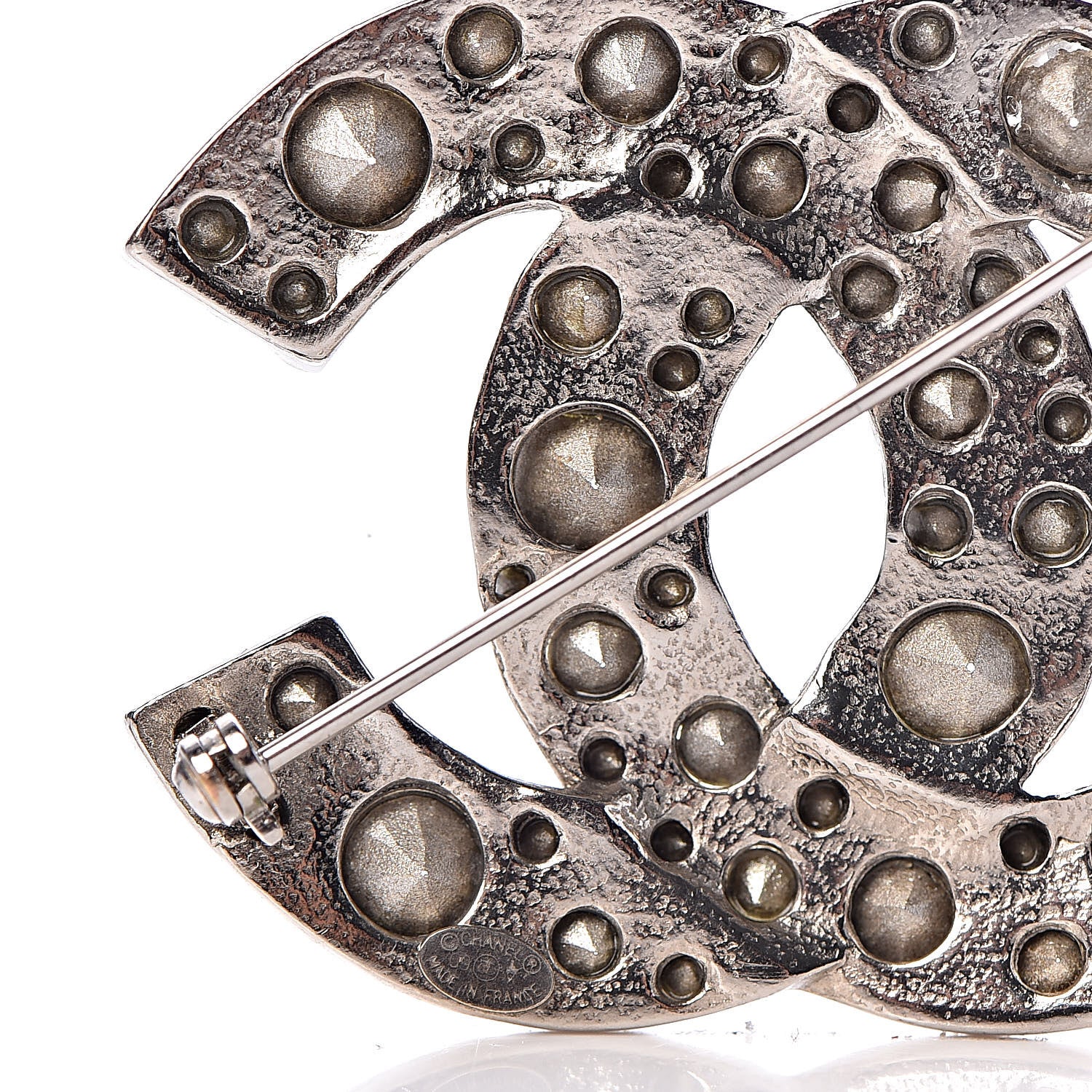 Chanel Crystal Large CC Brooch Silver 4 of 5