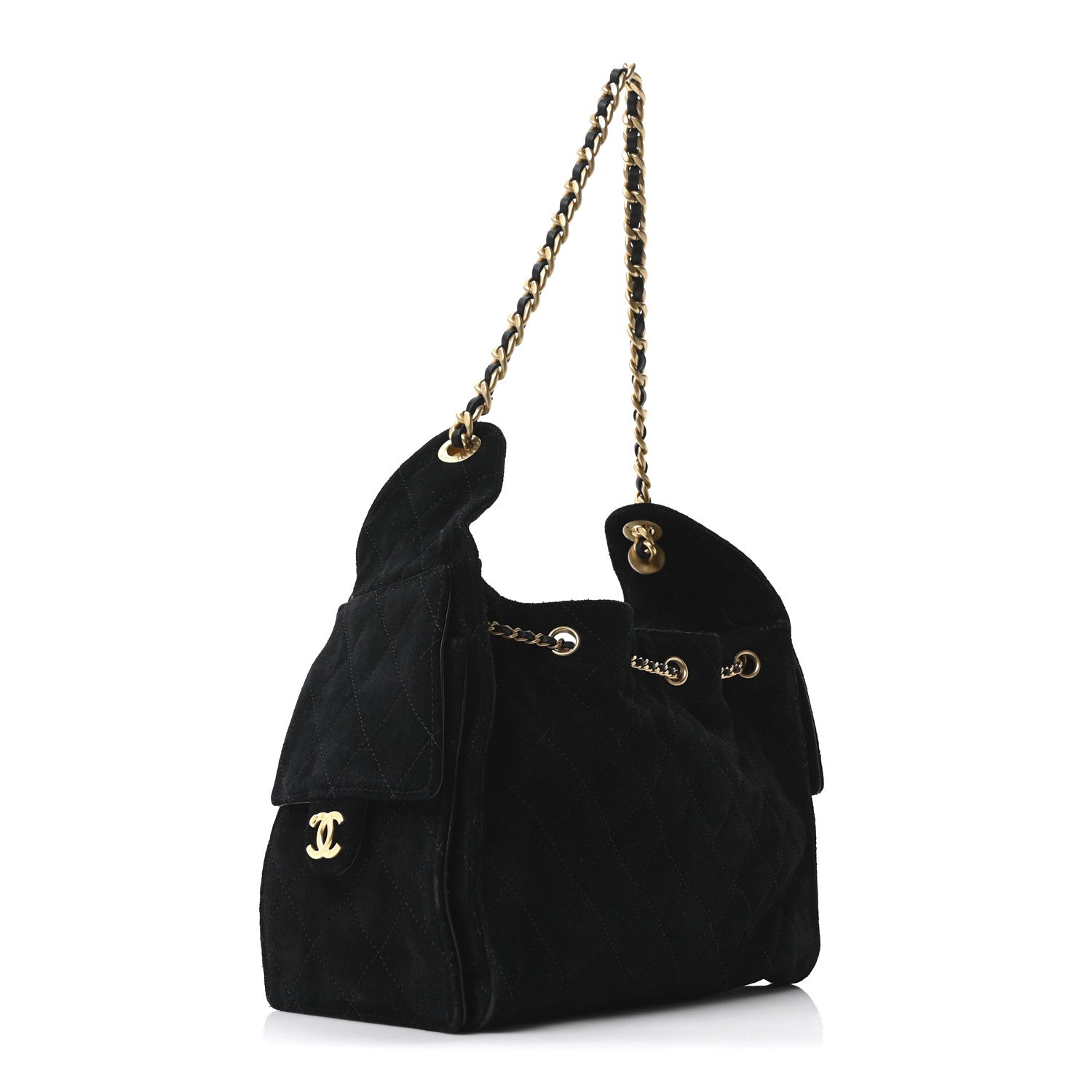 Chanel Suede Quilted Small Chanel 25 Handbag Black 3 of 10