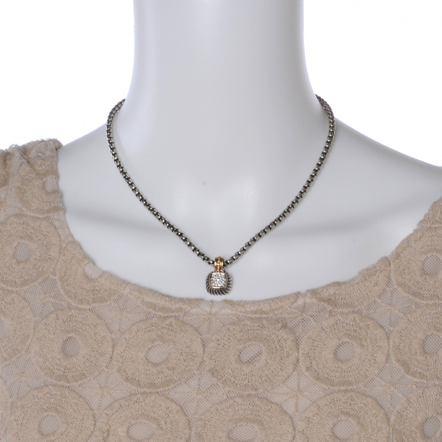 Sterling Silver and 18k Pave Diamond Ice Necklace