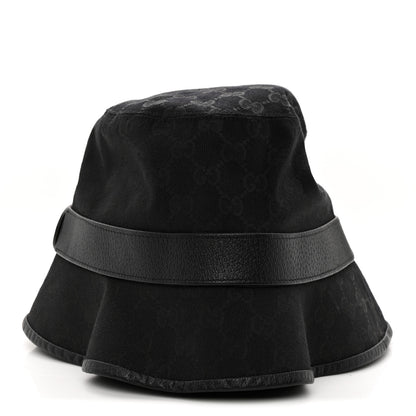 Gucci Monogram Textured Dollar Calfskin GG Jago Bucket Hat XL Black 5 of 16