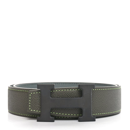 Hermes Epsom PVD Plated 32mm H Belt 80 Vert De Gris Vert Amande 1 of 5