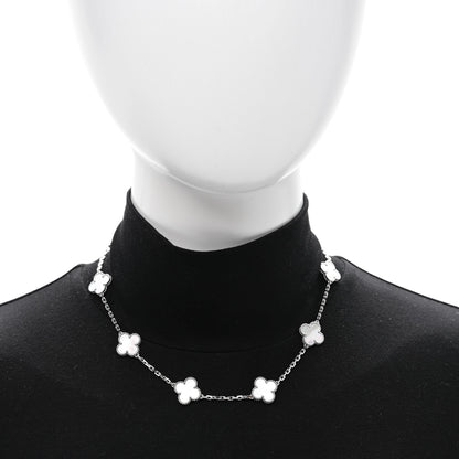 Van Cleef & Arpels 18K White Gold Mother of Pearl 10 Motifs Vintage Alhambra Necklace 2 of 6