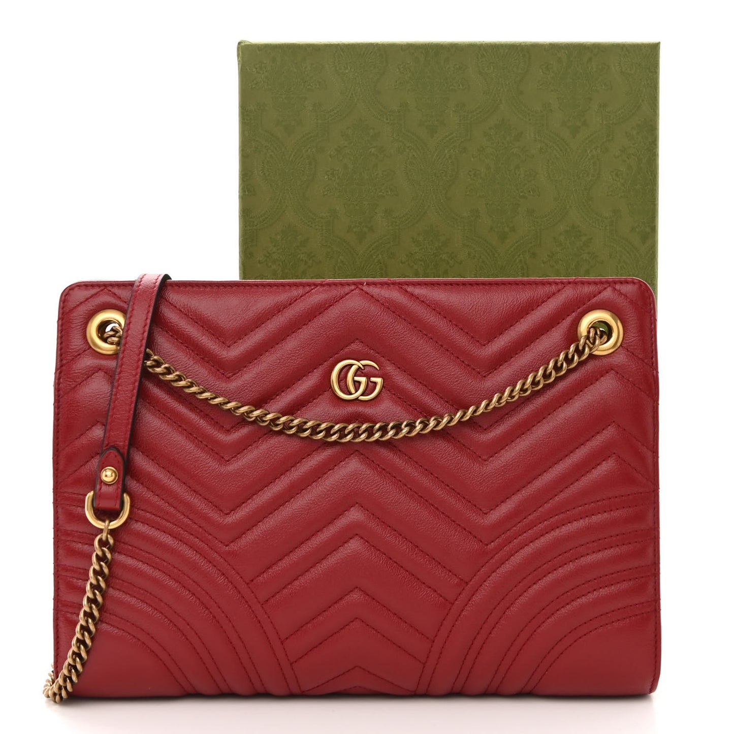 Azalea Calfskin Matelasse Heart Medium GG Marmont Slim Shoulder Bag Romantic Cerise