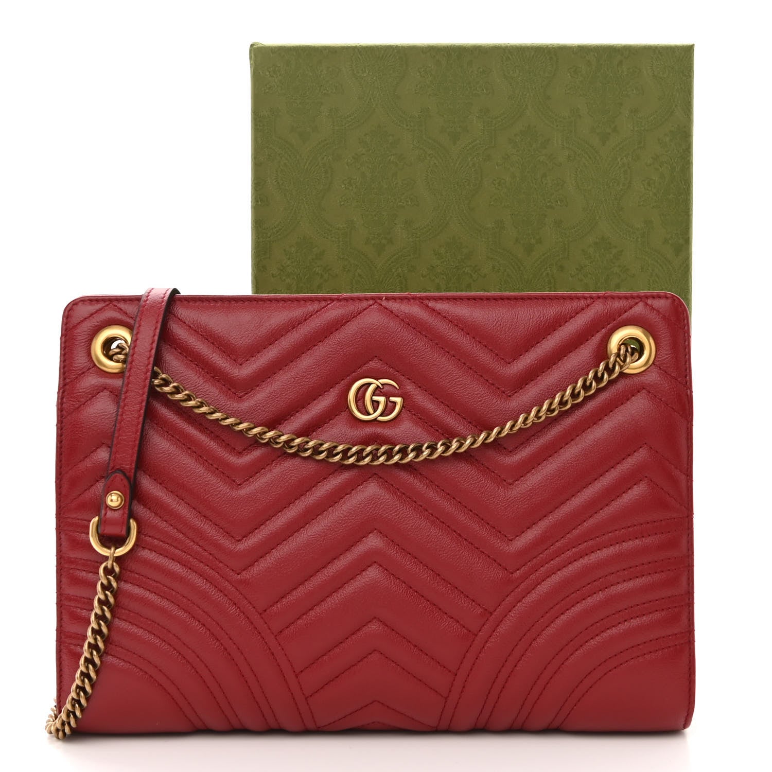 Gucci Azalea Calfskin Matelasse Heart Medium GG Marmont Slim Shoulder Bag Romantic Cerise 12 of 12