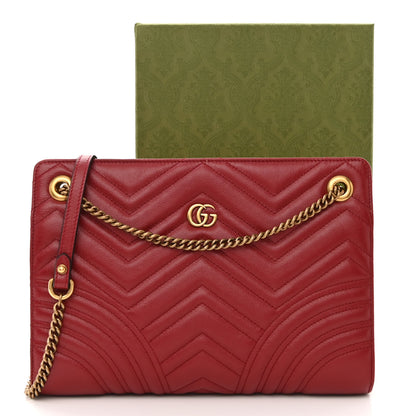 Gucci Azalea Calfskin Matelasse Heart Medium GG Marmont Slim Shoulder Bag Romantic Cerise 12 of 12