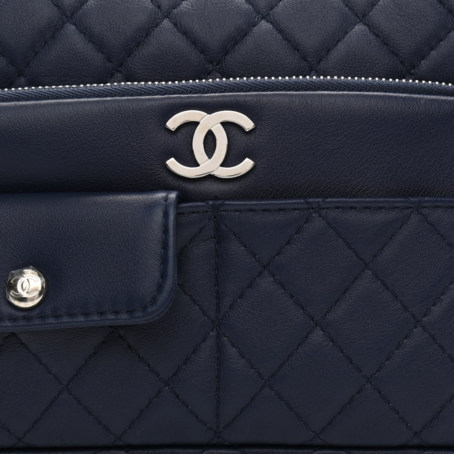 Calfskin Quilted Ultra Pocket Camera Case Navy