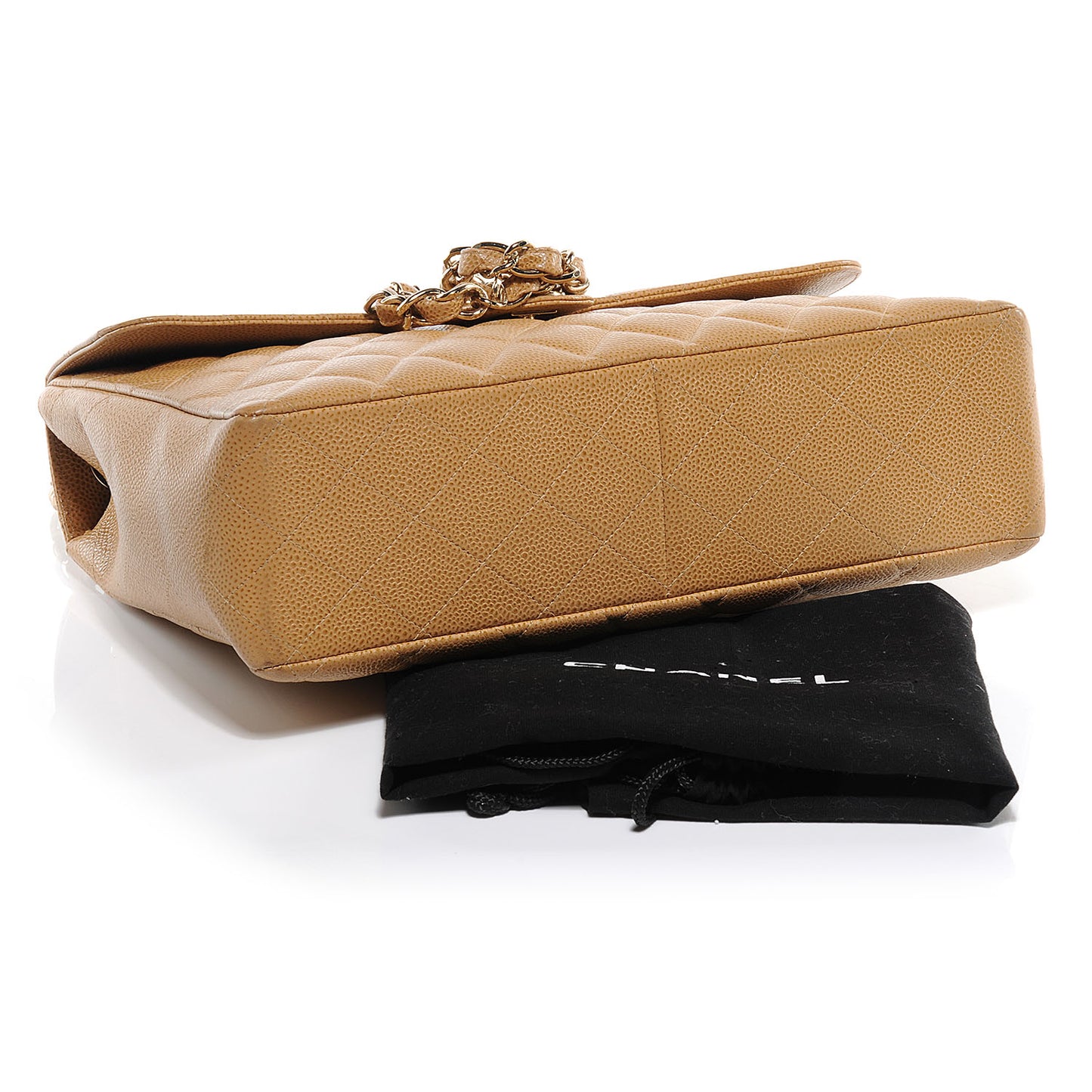 Caviar Jumbo Single Flap Beige
