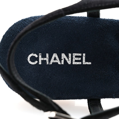 Chanel Suede Calfskin CC Thong Sandals 35 Black 6 of 8
