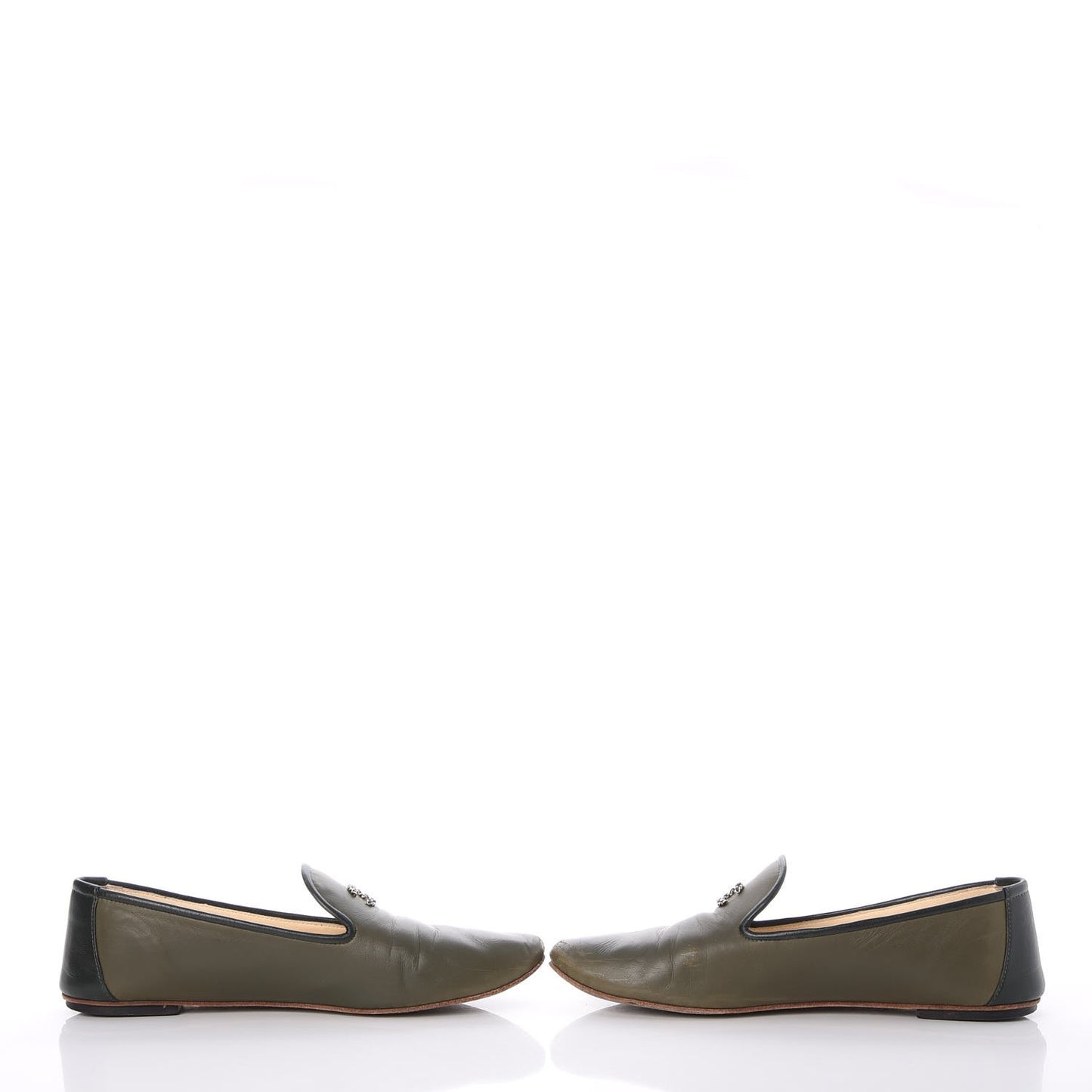 Lambskin CC Mocassin Loafers 40 Khaki