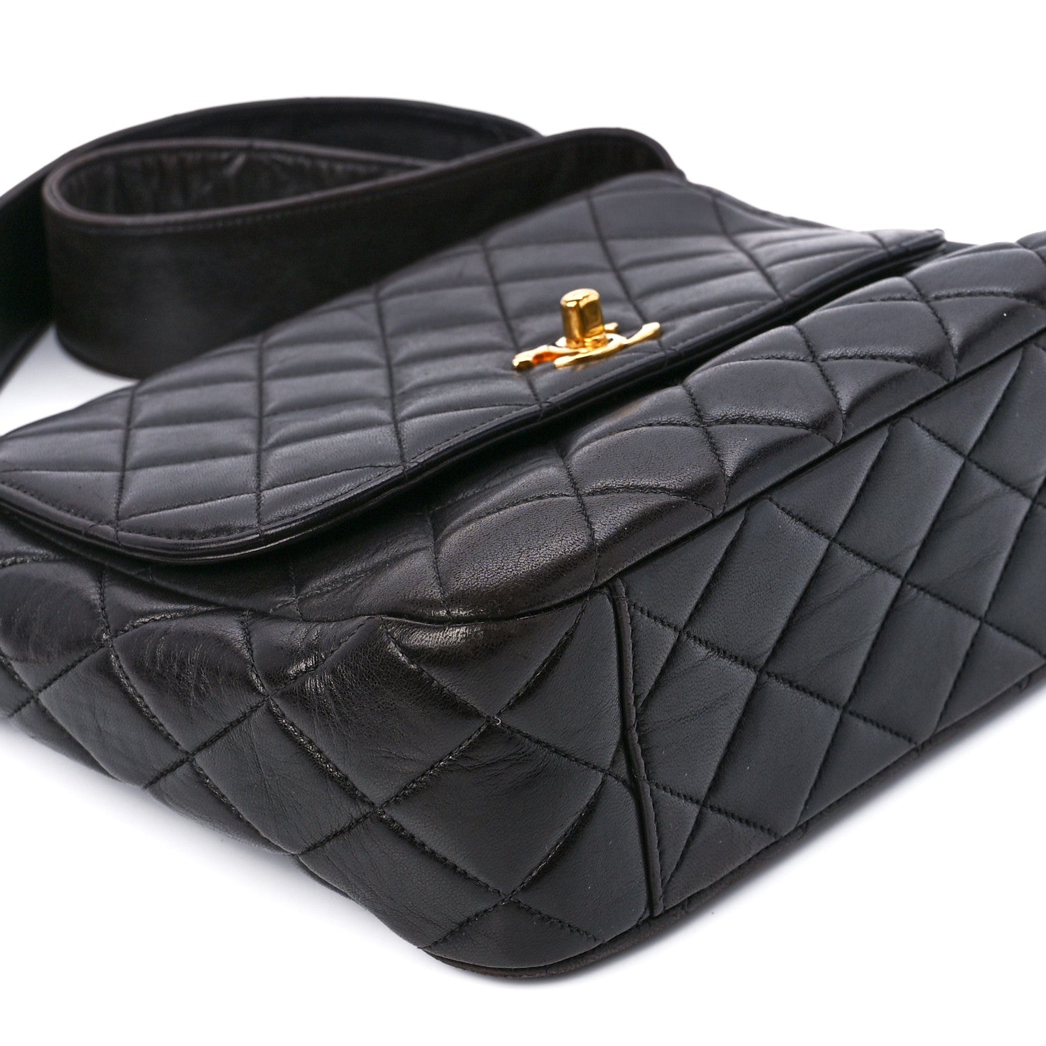 Chanel Lambskin Quilted CC Flap Shoulder Bag Black 12 of 13