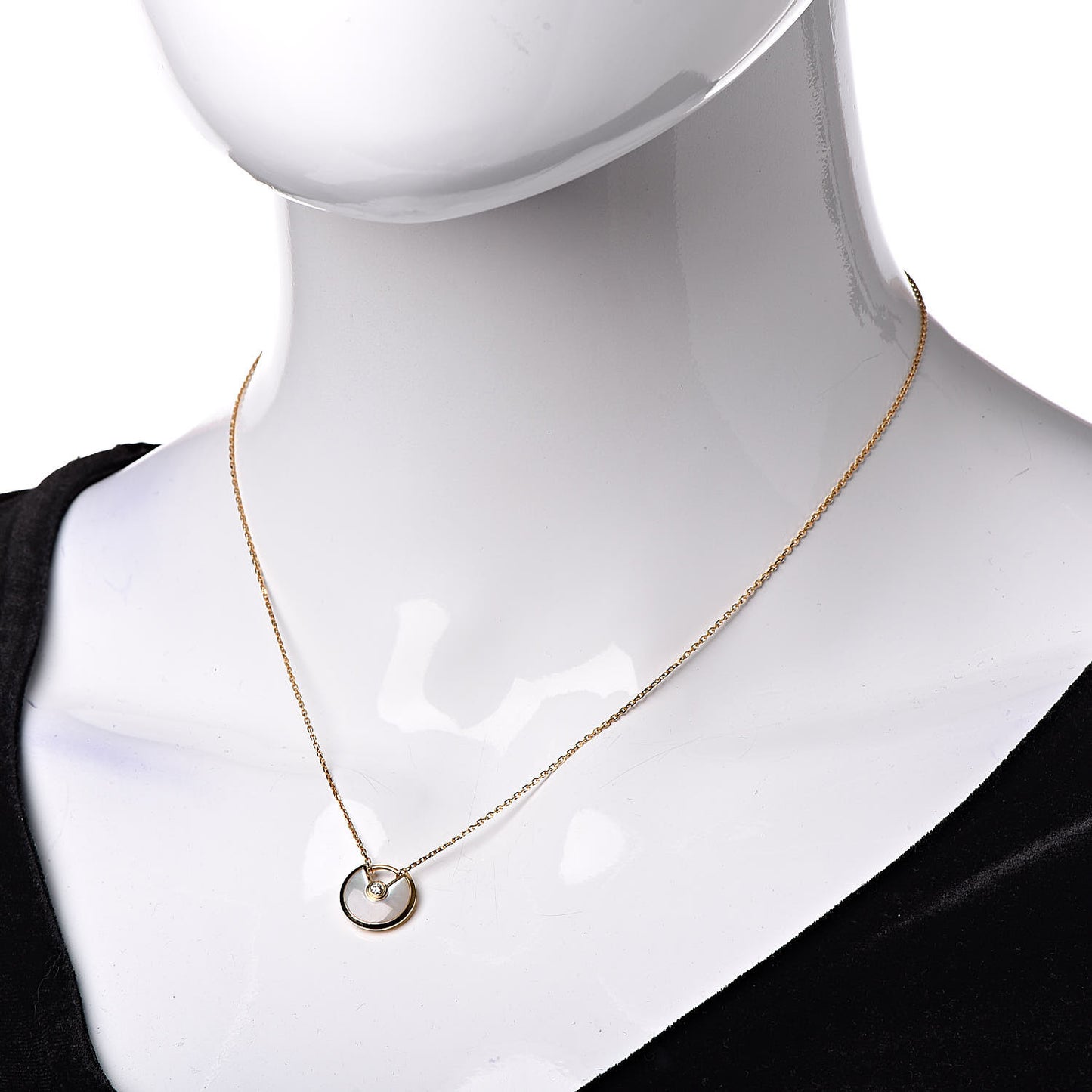 18K Yellow Gold Diamond Mother of Pearl XS Amulette de Cartier Pendant Necklace