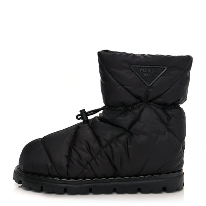 Prada Re-Nylon Piuma Triangle Logo Padded Drawcord 20mm Snow Boots 37.5 Black 1 of 7