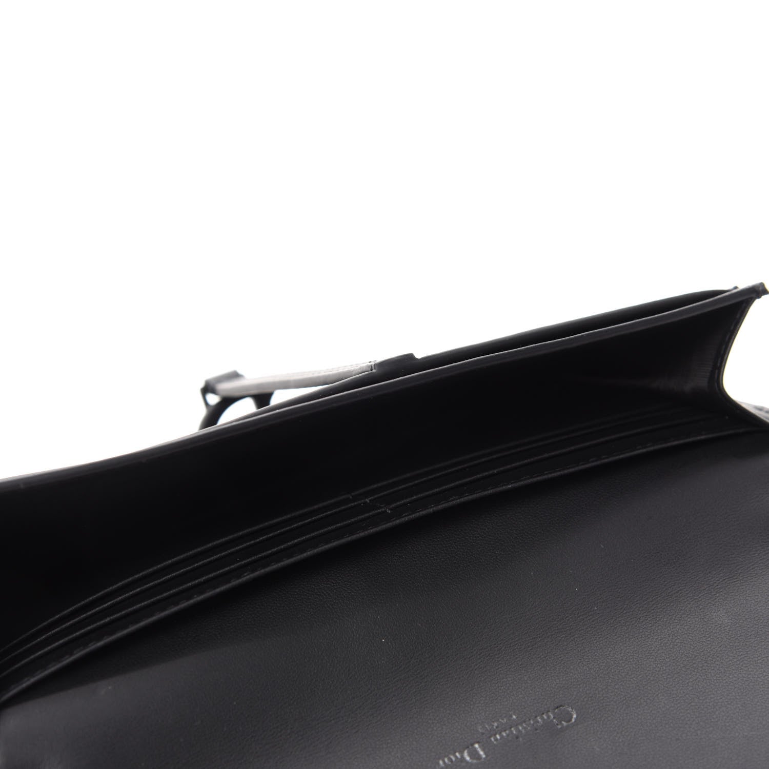 Christian Dior Ultra Matte Calfskin Saddle Chain Wallet Pouch Black 6 of 12