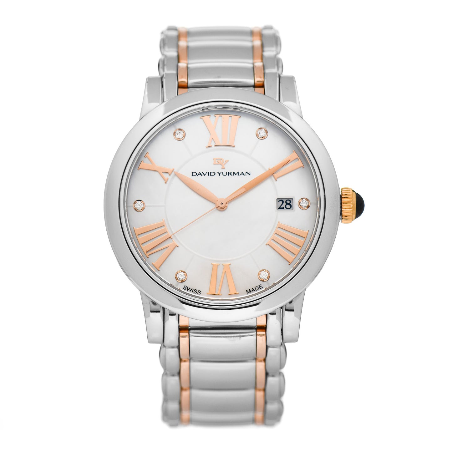 Stainless Steel 18K Rose Gold Diamond Mother of Pearl 38mm Classic Quartz Watch