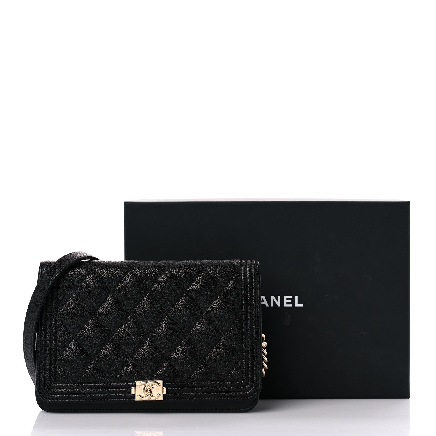 Chanel Caviar Quilted Boy Wallet On Chain WOC Black 17 of 17