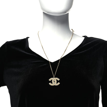 Chanel Pearl CC Pendant Necklace Gold 2 of 5