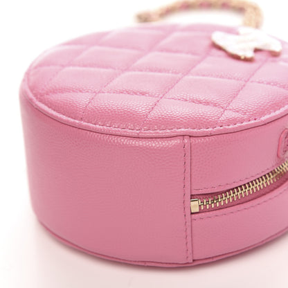 Chanel Caviar Quilted Gripoix CC Round Clutch With Chain Pink 10 of 11