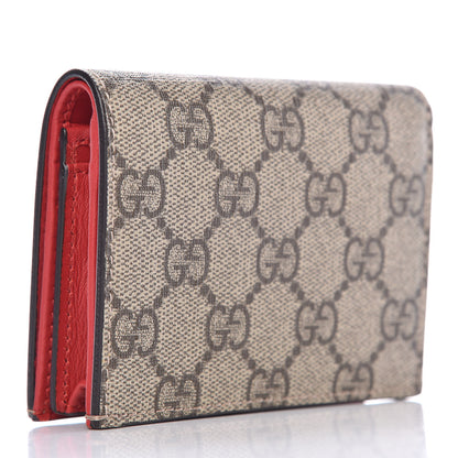 Gucci GG Supreme Monogram Bosco Patch Card Case Wallet Beige Malva Hibiscus Red 3 of 8