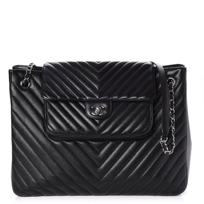 Chanel Caviar Chevron Quilted Flap Tote Black 1 of 7