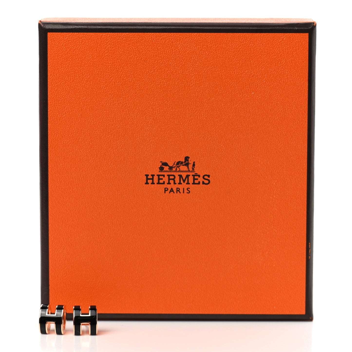 Rose Gold Lacquered Mini Pop H Earrings Black