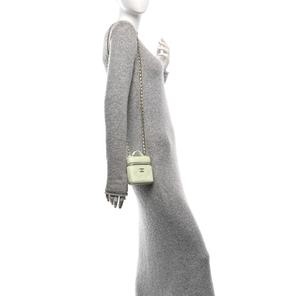 Chanel Caviar Quilted Small Handle With Care Vanity Case With Chain Light Green 3 of 19