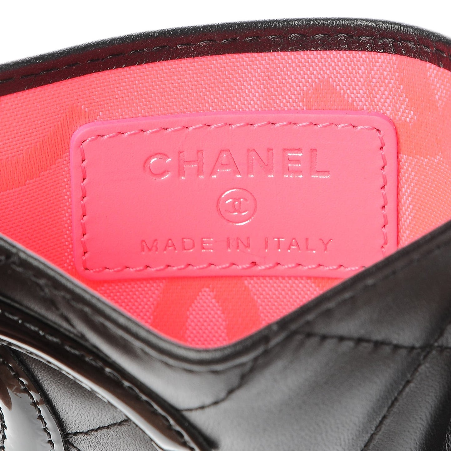 Calfskin Quilted Cambon Card Holder Black