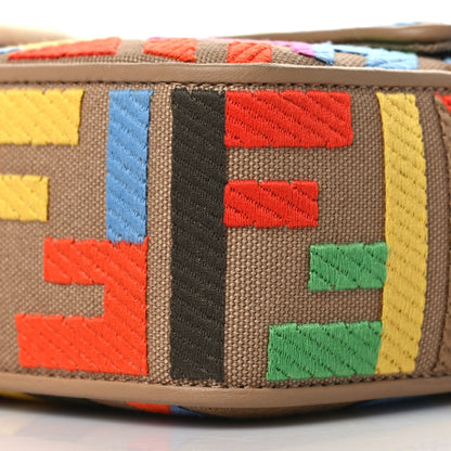 Fendi Canvas Vitello King FF Multicolor Embroidered Baguette Multicolor Cuoio 9 of 10