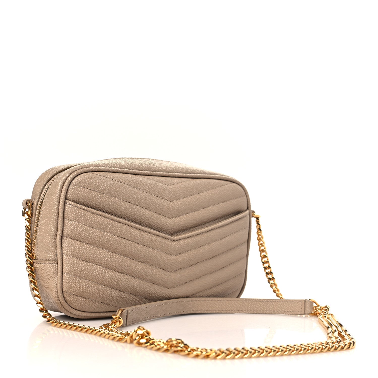 Saint Laurent Grain De Poudre Matelasse Monogram Mini Lou Camera Bag Dark Beige 2 of 8