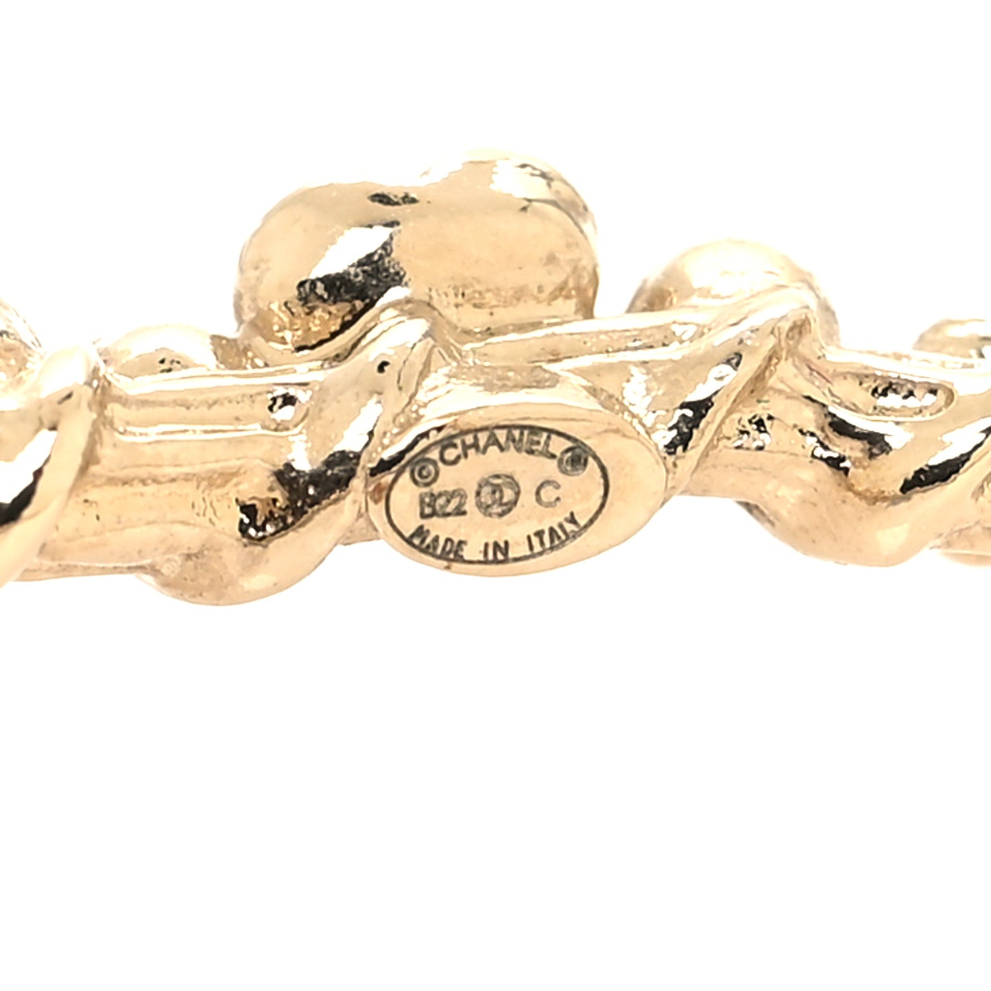 Crystal Camellia CC Hoop Earrings Gold