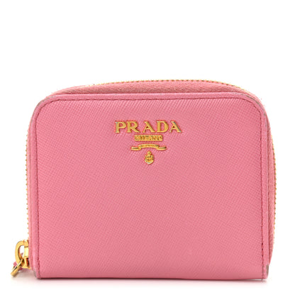 Prada Saffiano Metal Zip Coin Purse Geranio 1 of 9