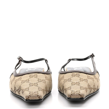 Gucci GG Monogram Malaga Kid Square G 35mm Slingback Pumps 40 Beige Ebony New Acero 2 of 8