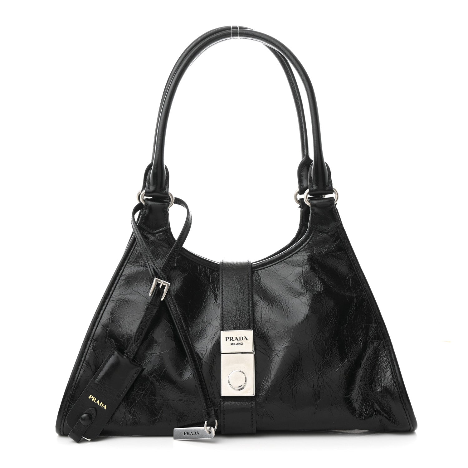Prada Glossy Calfskin Medium Tote Bag Black 1 of 10