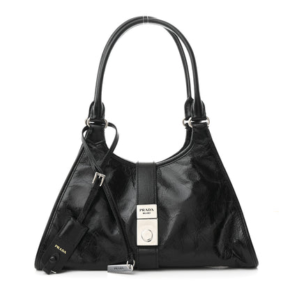 Prada Glossy Calfskin Medium Tote Bag Black 1 of 10